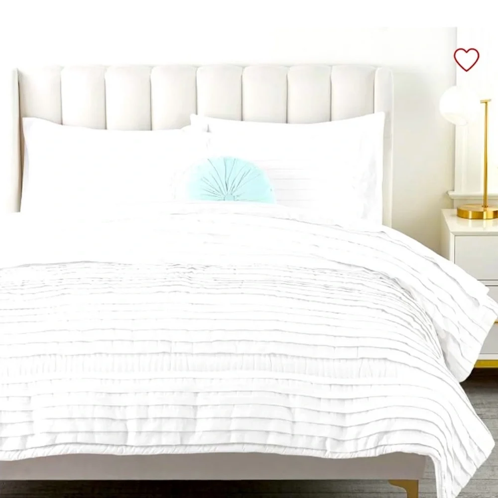 Pottery Barn Teen Pretty Pleats Grey Twin Duvet